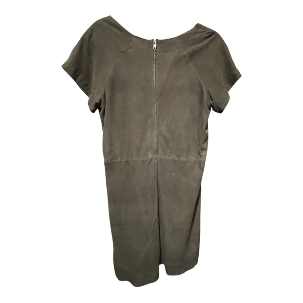 Sen Olive Green Goat Suede Shift Dress Neutral Size L Boho Cowgirl Luxury